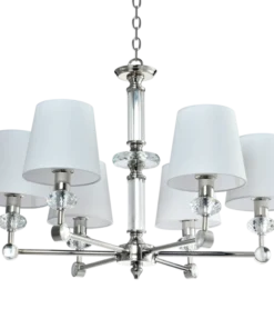 Doha metal pendant lamp, nickel finish, crystal details, glamour style, beautiful