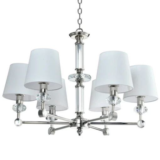 Doha metal pendant lamp, nickel finish, crystal details, glamour style, beautiful