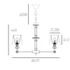 Doha metal pendant lamp, nickel finish, crystal details, glamour style, dimensions