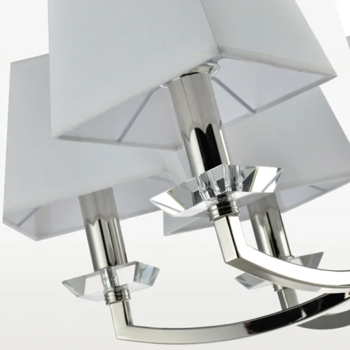 Dubai pendant lamp metal nickel-plated frame, white square lampshades, crystal details, unique