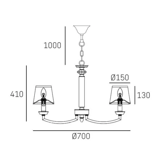 Dubai pendant lamp metal, nickel-plated frame, white square lampshades, crystal details, dimensions
