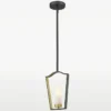 Dublin metal pendant lamp, black and gold, milky shade, single point, decorative
