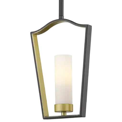 Dublin metal pendant lamp, black and gold, milky shade, single point, beautiful