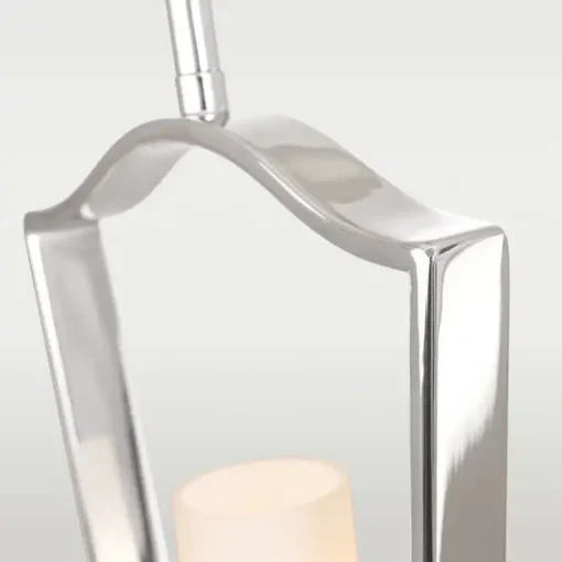 Dublin pendant lamp metal, silver frame, milky lampshade, classic style, single point.