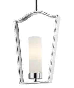 Dublin pendant lamp metal, silver frame, milky lampshade, classic style, beautiful