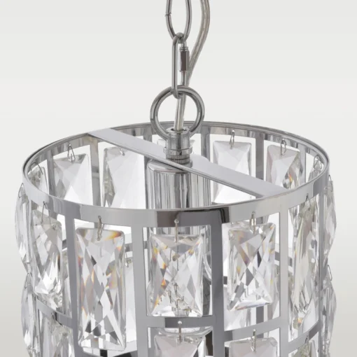 Kyiv pendant lamp decorative metal frame with crystals in glamour style, exclusive