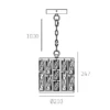 Kyiv pendant lamp decorative metal frame with crystals in glamour style, dimensions