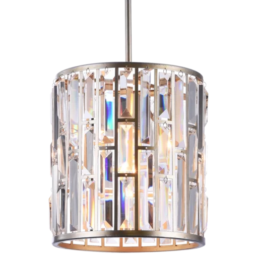 Kyiv crystal pendant lamp, champagne frame, glamour style 25 cm beautiful