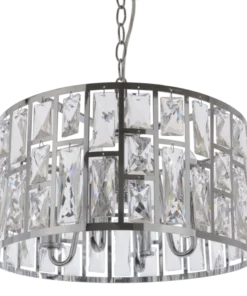 Kyiv round pendant lamp, silver, polished crystals in glamour style, beautiful