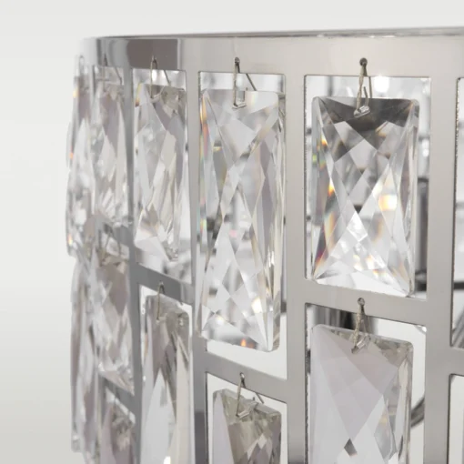 Kyiv pendant lamp silver round frame with crystals, exclusive, glamour