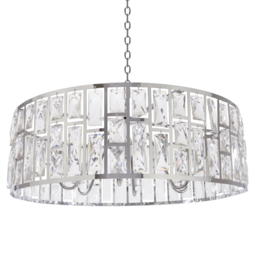 Kyiv pendant lamp silver round frame with crystals, exclusive, beautiful