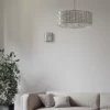 Kyiv pendant lamp silver round frame with crystals, exclusive, unique