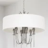 Las Vegas round pendant lamp with white lampshade, nickel finish, glamour style, decorative