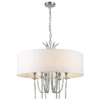 Las Vegas round pendant lamp with white lampshade, nickel finish, glamour style, exclusive