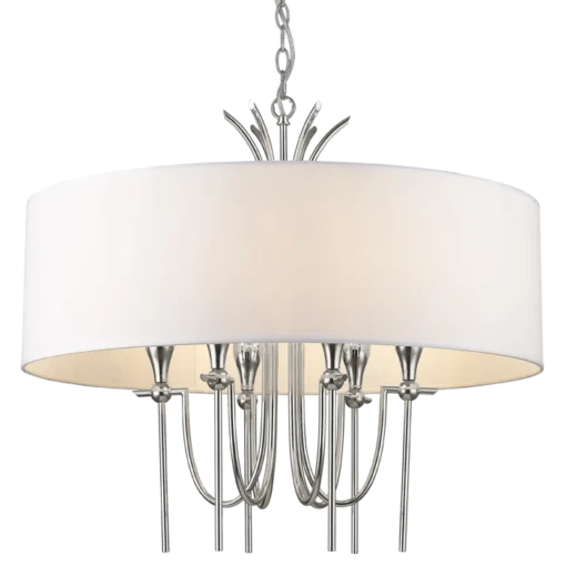 Las Vegas round pendant lamp with white lampshade, nickel finish, glamour style, beautiful