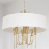 Las Vegas round pendant lamp with white lampshade, gold finish, glamour style, decorative
