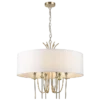 Las Vegas round pendant lamp with white lampshade, gold finish, glamour style, exclusive