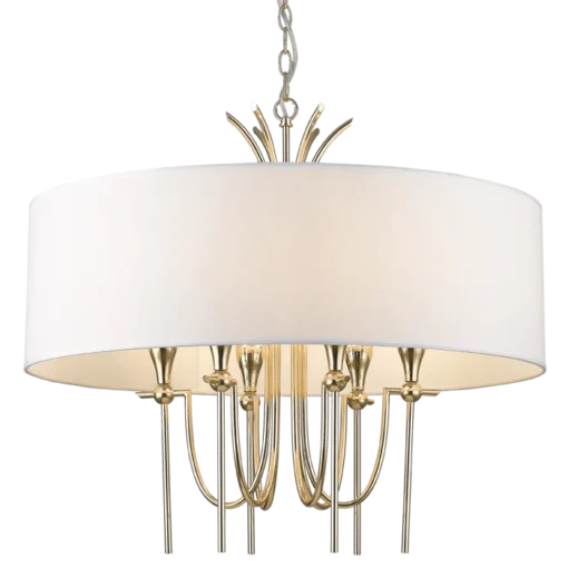 Las Vegas round pendant lamp with white lampshade, gold finish, glamour style, beautiful