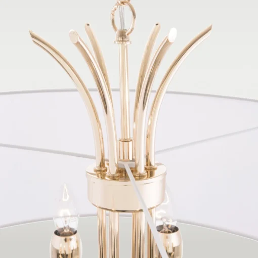 Las Vegas round pendant lamp with white lampshade, gold finish, glamour style, unique