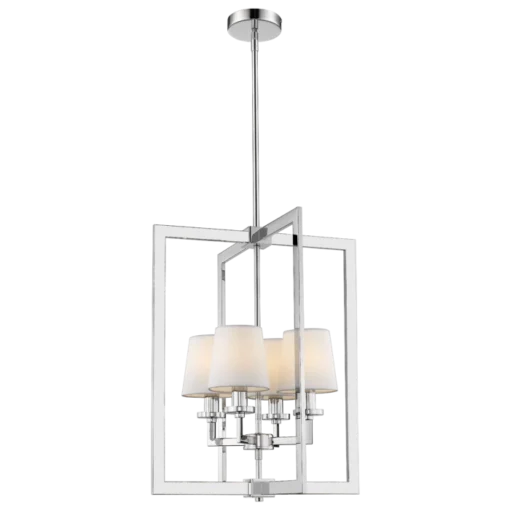 London pendant light silver finish, white lampshades, New York style, ceiling light