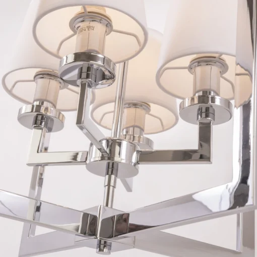 London pendant lamp silver finish, white lampshades, New York style, unique