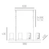 Miami pendant lamp rectangular, silver finish, exclusive, dimensions