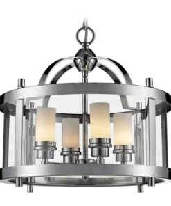 New York pendant lamp metal fixture, silver, elegant 42x42 cm, beautiful