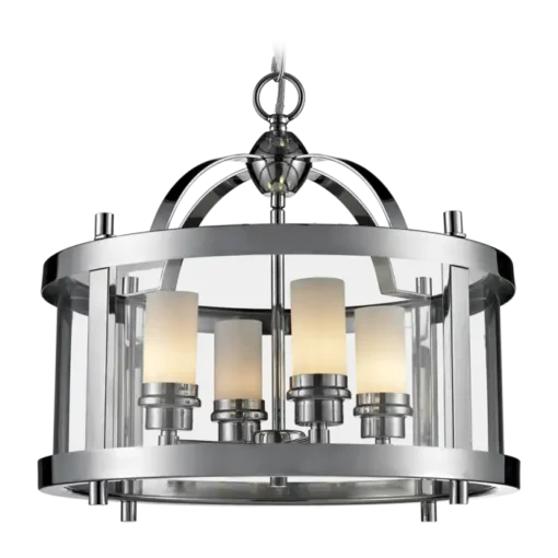 New York pendant lamp metal fixture, silver, elegant 42x42 cm, beautiful