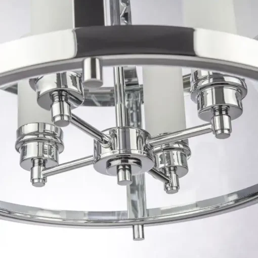New York pendant lamp metal fixture, silver, elegant 42x42 cm, hampton style