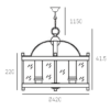 HANGING LAMP New York metal fixture, silver, elegant 42x42 cm, dimensions