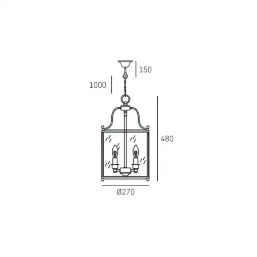 New York pendant lamp silver frame, decorative, New York style 27x48 cm dimensions