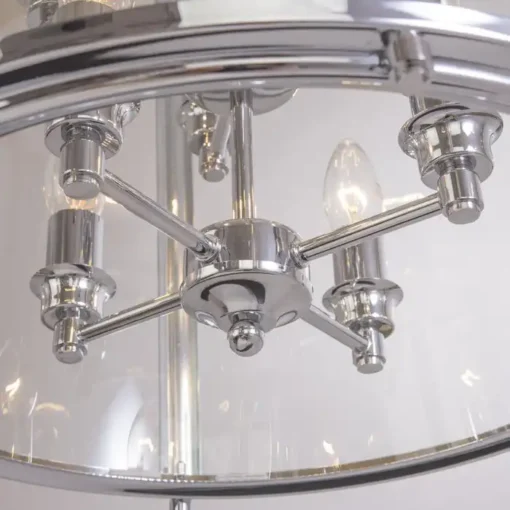 New York pendant lamp silver finish, decorative frame, classic look 43x76 cm decorative
