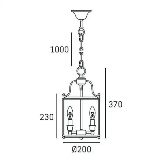 New York pendant lamp, gold finish, metal, classic 20x37 cm dimensions