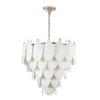 Palermo pendant lamp white ceramic leaves, nickel-plated frame, exclusive