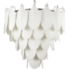 Palermo pendant lamp white ceramic leaves, nickel-plated frame, beautiful