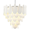 Palermo pendant lamp white ceramic leaves, nickel-plated frame, unique