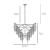 Palermo pendant lamp white ceramic leaves, nickel-plated frame, dimensions
