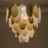 Palermo white and gold round pendant lamp, glamour style, decorative