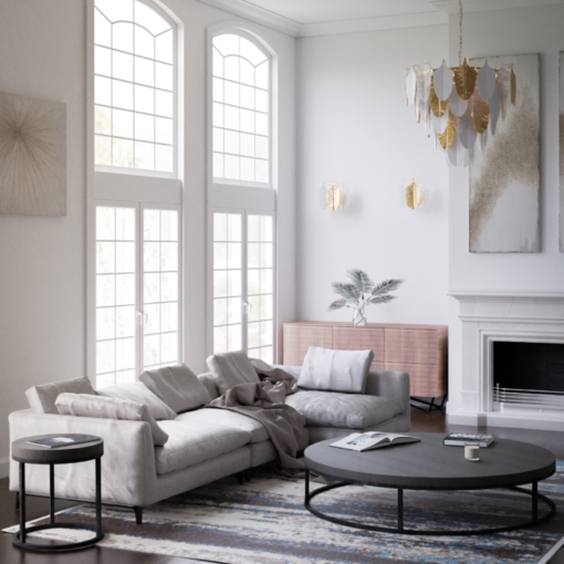 Palermo pendant lamp white and gold, round, glamour style, exclusive