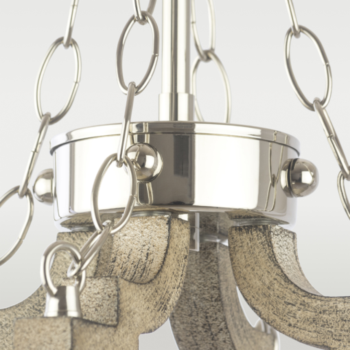 Portland pendant lamp wooden frame, nickel finish, hampton style, classic