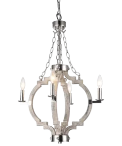 Portland pendant lamp wooden frame, nickel finish, hampton style, beautiful