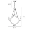 Portland pendant lamp wooden frame, nickel-plated finish, hampton style, dimensions