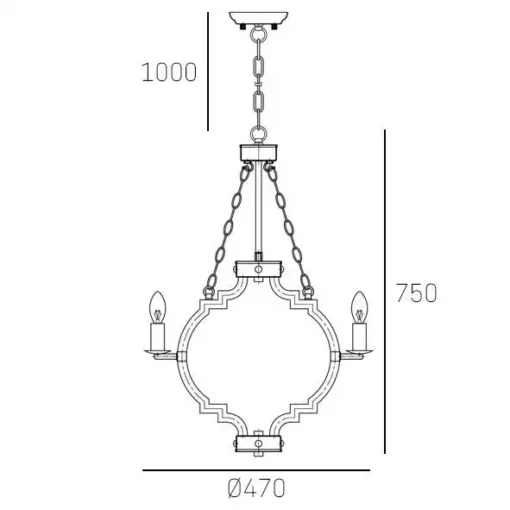 Portland pendant lamp wooden frame, nickel-plated finish, hampton style, dimensions
