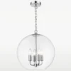 Prague round pendant lamp, glass, silver accents, classic style, exclusive