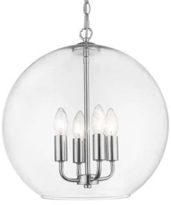 Prague pendant lamp round, glass, silver accents, classic style, beautiful