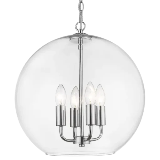 Prague pendant lamp round, glass, silver accents, classic style, beautiful