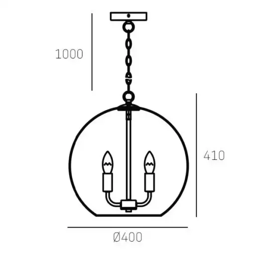 Prague round pendant lamp, glass, silver accents, classic style, dimensions