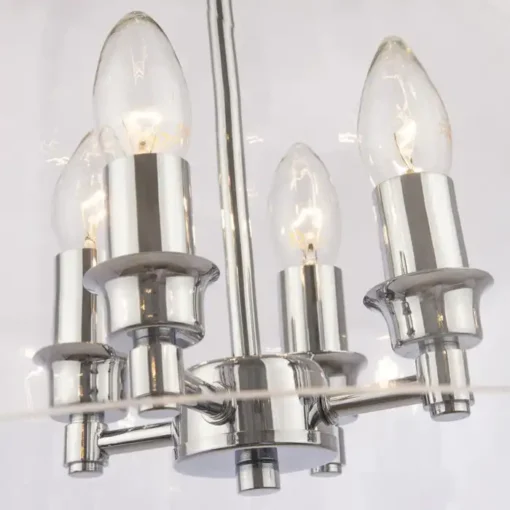 Prague glass pendant lamp, metal, silver details in classic style, decorative