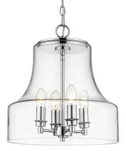 Prague glass pendant lamp, metal, silver details in classic style, elegant