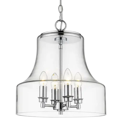 Prague glass pendant lamp, metal, silver details in classic style, elegant